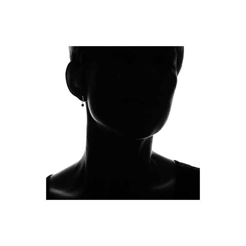 Sterling Silver Created Ruby 6mm Round Leverback Dangle Earrings for