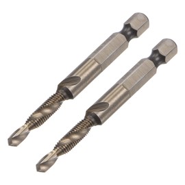 sourcing map Set of 2 Combi Drill Tap Replacement Hex Shank High-Speed Steel Spiral Groove Drilling Tool M5 x 0.8