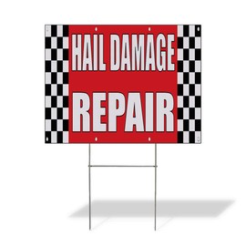 Fastasticdeals Weatherproof Yard Sign Hail Damage Repair Auto Body Shop Car A Red Lawn Garden 24x18 Inches 1 Side Print