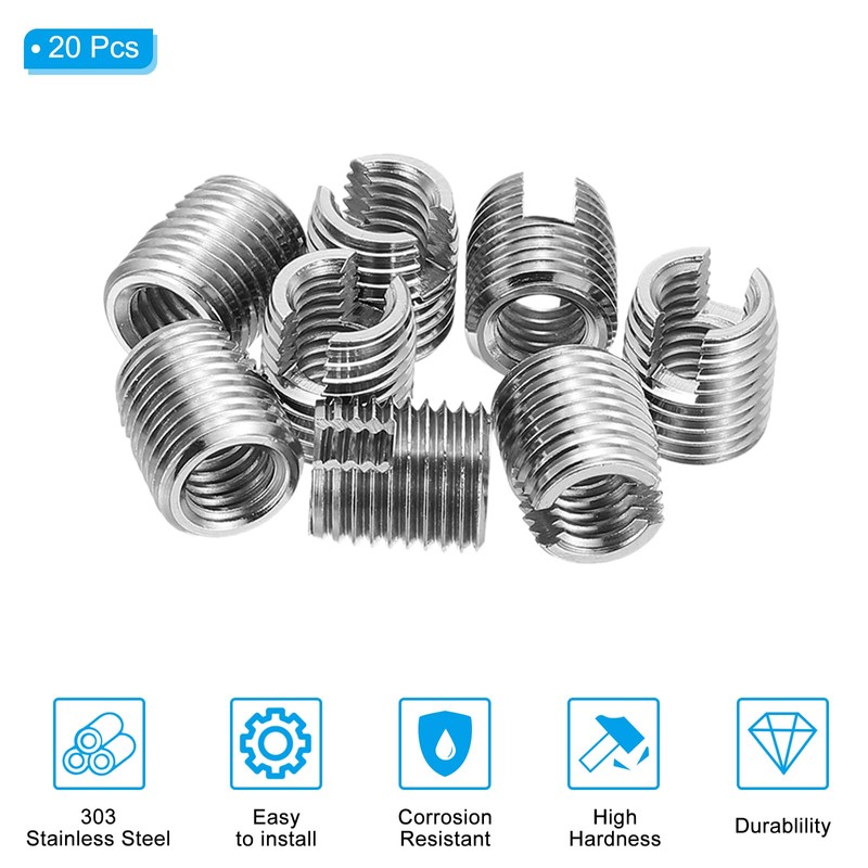 PATIKIL Self-Tapping Threaded Inserts, 20 Pcs M6 x M9 x