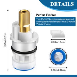 Enhon 2Pack Faucet Cartridge Replacement for RP47422, Faucet Repair Kit Compatible with 2 Handle Victorian Faucets Only, Faucet Stem Replacement Compatible with Delta Two Handle Ceramic Stem Cartridge