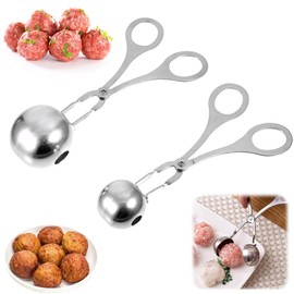 2 Meatballs Non-Stick Kitchen Cookie Dough Ice Cream Spoon with Hole Meat Tongs Stainless Steel Kitchen Tool