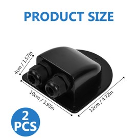 Wisebom Solar Cable Duct 2-Way Cable Roof Guide, 2 Pieces ABS IP68 Waterproof, Motorhomes/Caravans/Boat Cable Guide for Cable Types 2-6 mm² (Black)