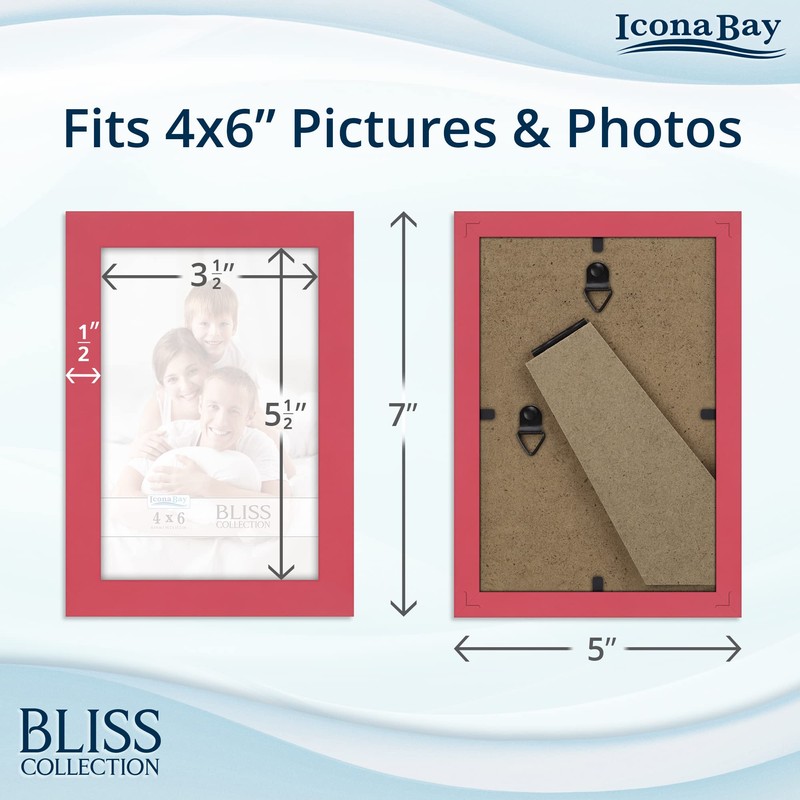 Icona Bay 4x6 (10x15 cm) Picture Frames (Red, 5 Pack),