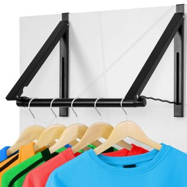Over The Door Clothes Hanger, Foldable Over The Door Hanger, Over The Door Drying Rack for Coat, Space Saving Small Clothes Rack Door Hangers for Clothing, Black