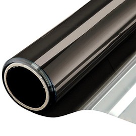 One Way Window Film Daytime Privacy Static Cling Self Adhesive House Film Glass Window Tint Heat Control Mirror Film Black & Silver 6 Mil 35.4 Inch x 32.8 Feet
