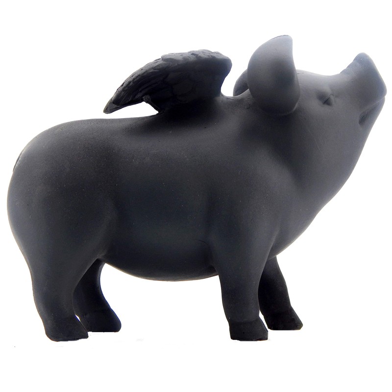 Bellaa 26096 Whimsical Flying Pig Statue 5 Inch Tall