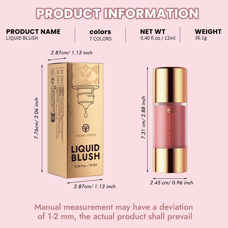 Liquid Blush Cream Face Blush - Soft Velvet Silk Texture,