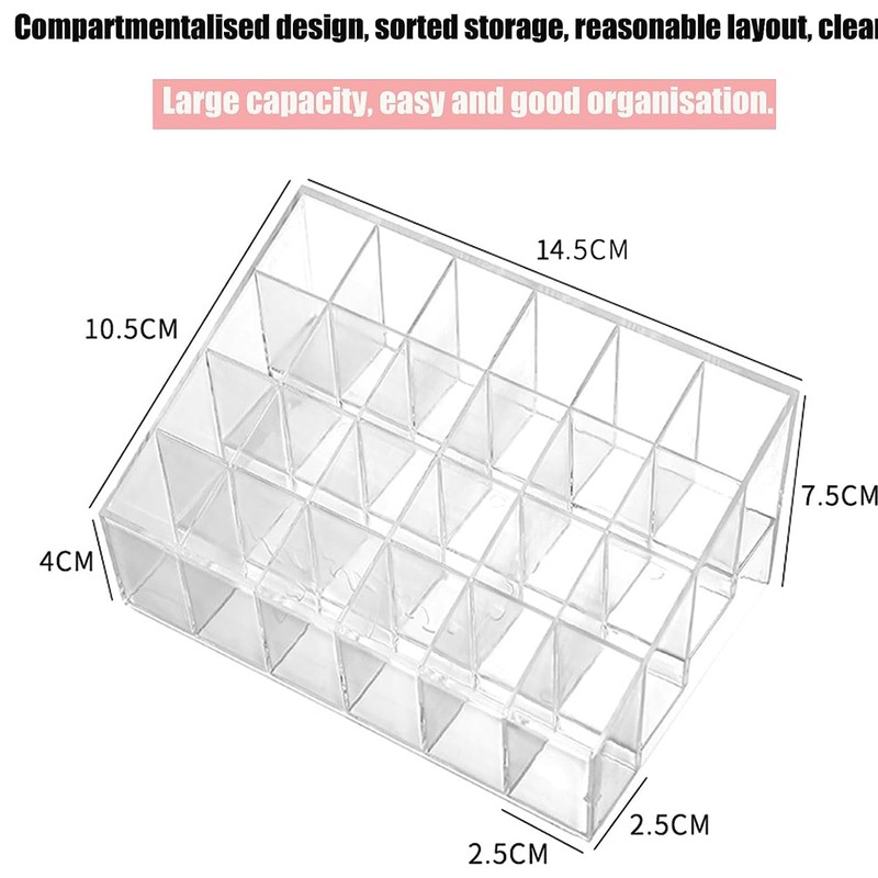 PeiDog Lipstick Holder, 24 Spaces Clear Acrylic Lipstick Organizer Cosmetic