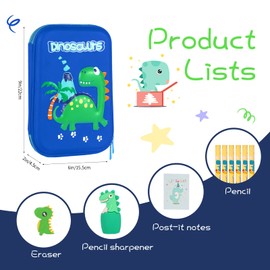 homicozy Pencil Case for Boys,Cute Dinosaur Stationery Set for Kids,3D EVA School Pencil Box Organizer with Compartment,School Supplies for Kids Back to School Gifts
