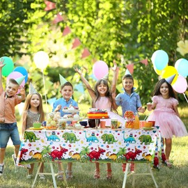 Tegeme Dinosaur Plastic Tablecloth Dinosaur Party Table Cover 54 x 108 Inch Disposable Waterproof Dino Print Table Cloth for Birthday Party Supplies Picnic(1 Pcs)