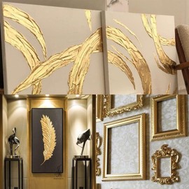 Acrylic Paint Metallic Gold, Non Toxic, Non Fading, 200ml Gold Leaf Paint for Art, Painting, Handcrafts, Ideal for Canvas Wood Clay Fabric Craft Supplies