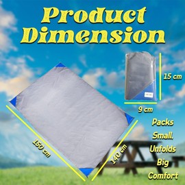 Outdoor Picnic Rug – 55” x 60” Lightweight, Sandproof & Water-Resistant Foldable Picnic Mat with 2 Carabiners – Quick-Dry & Compact for Camping, Hiking, Festivals & Parks