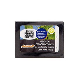 bienestar NEEM ERFRE Jabon Detox Carbon Activado para Cuerpo y Cara Natural Artesanal- Limpieza Profunda- Sin Parabenos Pertrolatos- Vegano-Libre de grasa animal (Individual)