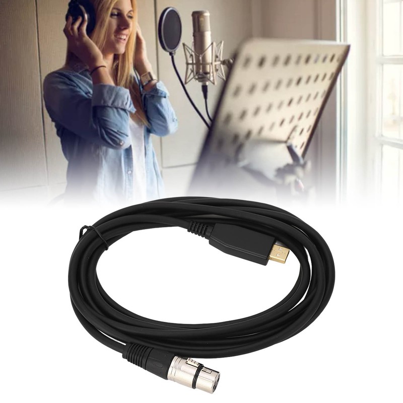 USB Microphone Cable USB to XLR Female Mic Link Converter