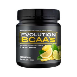 EVOLUTION, Aminocidos BCAA, Suplemento Alimenticio, Leucina, Sin Gluten, Pre Workout, Post Workout, Sabor Lima-Limn, 25 Porciones, 500g               