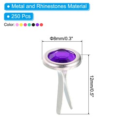 PATIKIL Paper Fasteners, 250 Pcs Mini Metal Rhinestone Round Head Fastener Split Pins for Craft Art Scrapbooking DIY Pins Supplies, Multicolored 0.5"x0.3"