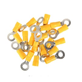 Mintice 100 X Yellow 5/16" Inch Copper Ring Butt Insulated Terminals Connectors 10-12 Gauge AWG Crimp Wire Electrical Cable Crimp M8