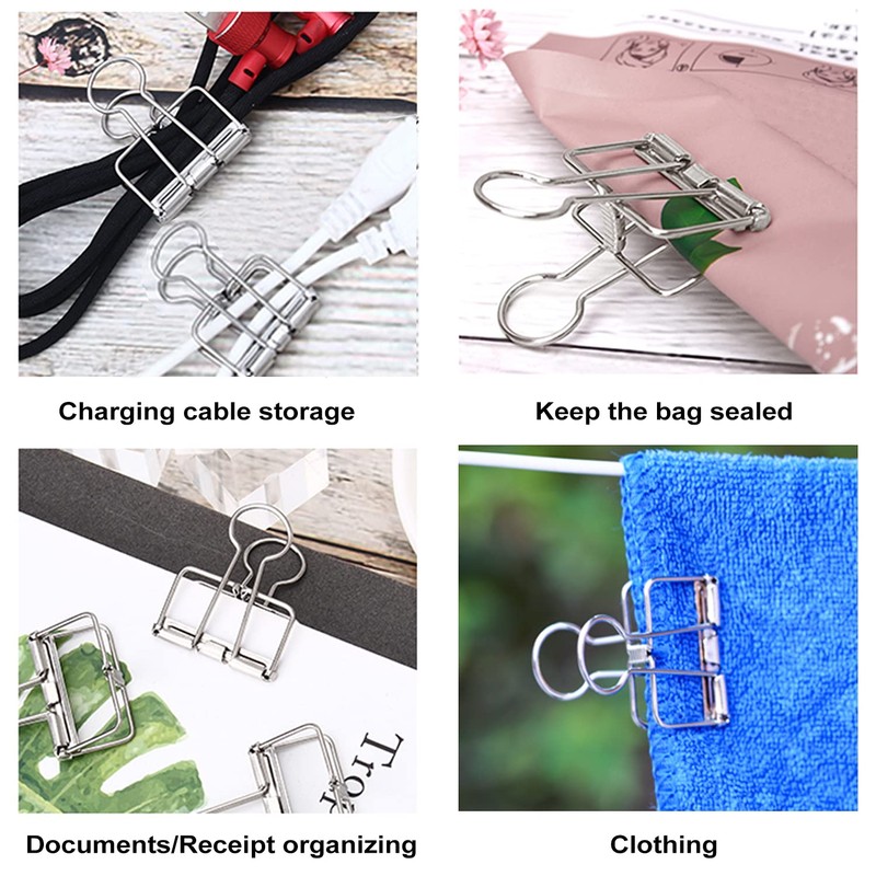 9pcs 51mm Skeleton Binder Clips Large, Hollow Metal Clips Metal