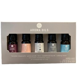 DW Home Aroma Oils Set, Lavender Chamomile, Peony Petals, Lave, Sandalwood Myrrh and Calming Waves, 5 x 0.3 Fl Oz