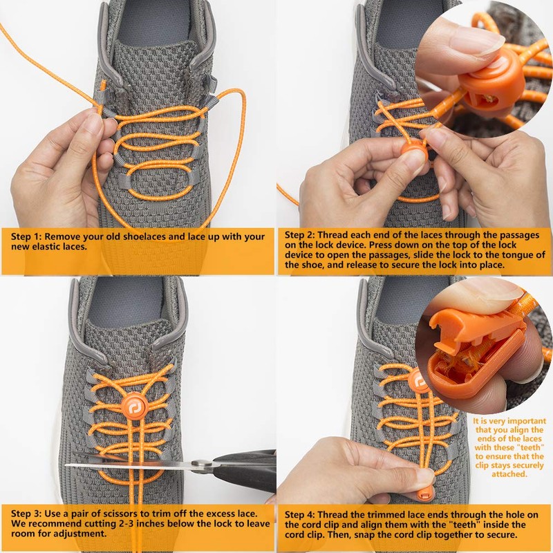 RJ-Sport Elastic Quick Release Shoelaces, Fast Lacing System for Unique