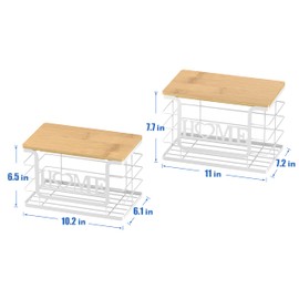 Trash Bag Holder, Thipoten Trash Bags Dispenser with Bamboo Top, Suitable for Garbage Bags Purchased Online or Supermarket, Perfect Storage Organizers for Cabinet, Under Sink (White, 2pack-XL/L)