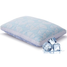 Shredded Memory Foam Cooling Soft Bamboo Viscose Pillow Queen Size, Adjustable Hypoallergenic Hotel Quality Bed Pillow for Side, Stomach or Back Sleeper, Oeko-TEX Certified