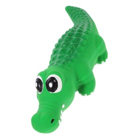 LOGOFUN Dog Squeaky Toy Latex Crocodile Dog Chewing Toy Latex Puppy Interacting Toy with Squeaker Cartoon Animal Puppy Toy for Pet Supplies - Green