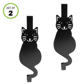 Evelots Over The Door Cat Hooks - 2 Pack - Strong Metal Kitty Decoration - Perfect for Coats, Handbags, Hats, Towels, Wreath Hanger Etc. - Hold up to 20 Pounds - Easy to Install - Rust Free