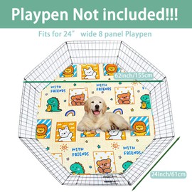 Dog Playpen Mat Crate Mat Puppy Pads,Fits 24 Inch 8 Panels Regular Octagon Pet Playpen [PLAYPEN Not Included!] Reusable Washable Whelping Pet Mattress Pads Pet Training Pads for Playpen, Crate, Kennel