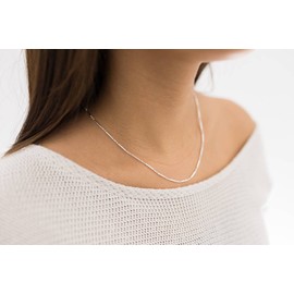 925 Silver Ball Chain 2 mm Women's Necklace 40 cm Necklace with Box 38-40 cm