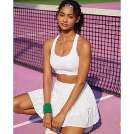 RUNNING GIRL High Impact Sports Bras for Women,Crisscross Back High Support Bra Moulded Cup Workout Bra Push up(WX3072 White XL)