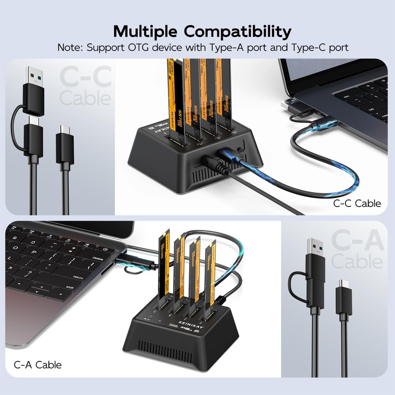 SEINIKAY M.2 Dock with Fan for NVME SATA SSD, Tool-Free