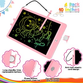 4 Pack LCD Writing Tablet for Kids 10 inch LCD Writing Board Erasable Colorful Doodle Board Drawing Pad for Kids Educational Learning Toys Birthday Gifts for 3 4 5 6 Year Old Boys and Girls Toddlers