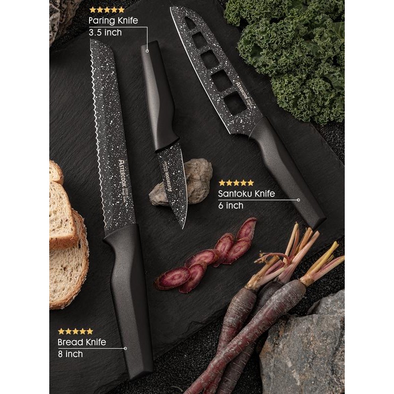 Astercook Knife Set, 6 Piece Kitchen Knife Set, Aesthetic Blade