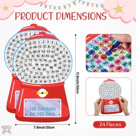 Sabary 24 Pcs 100th Day of School Craft Kit Teacher Favor Kit Gumballs for 100 Days Paper Gumball Machine Color Matching Crafts for Boys Girls School Celebration Party Classroom Supplies