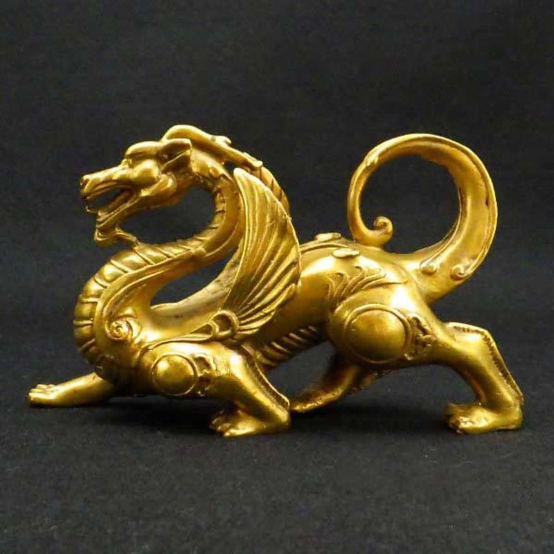 Feng Shui Amulet Dragon Figurine Copper Ya'az ()