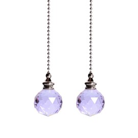 TopHomer 2Pcs Ceiling Fan Pull Chain with Decorative Crystal Prism Balls Colorful Options Available for Ceiling Lamps (Purple)