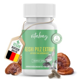 Vitabay Reishi Mushroom Extract 500 mg | 90 Vegan Capsules with 35% Active Polysaccharides | Vital Mushroom | Laboratory Tested & Made from High-Quality Raw Materials