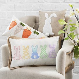 AACORS Easter Lumbar Pillow Cover 12X20 Watercolor Rabbbit Farmhouse Decorative Cushion Case Home Spring for Sofa Couch AA067-12