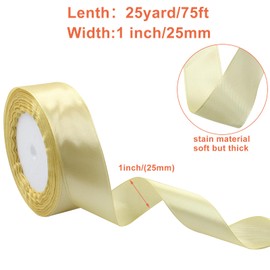 Cionyce Gold Satin Ribbon 1 Inch x 25 Yards - Silky Polyester Ribbon for Craft Bows, Wedding Bouquets, Gift Wrapping & Party Decorations