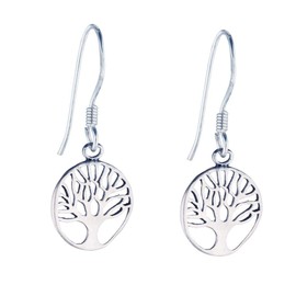 Silverly Women's 925 Sterling Silver 12 mm Small Tree of Life Dangle Earrings