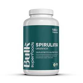BULK SUPERFOODS - Espirulina Orgánica 100% Natural - Suplemento Alimenticio a Base de Alga Spirulina -180 Cápsulas 500 mg c/u – Sin Gluten - Multivitaminico Hombre y Mujer