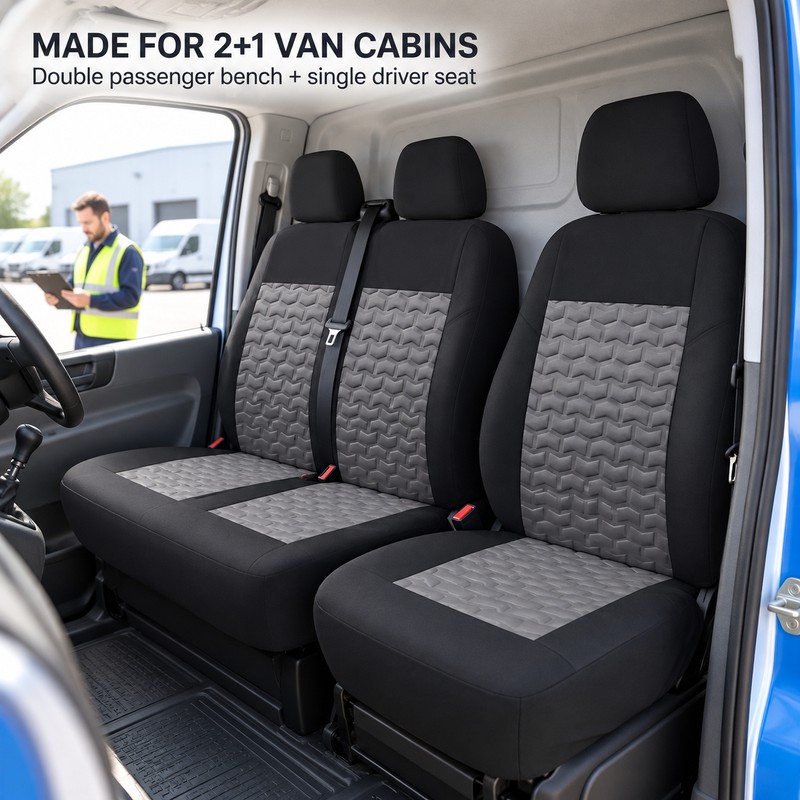 2+1 Universal Van Front Seat Covers for Single Driver &