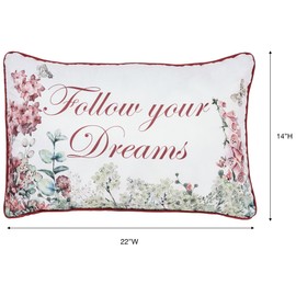 Touch of Class Cottage Style Garden Floral Bloomfield Claret Pillow Piped Rectangle