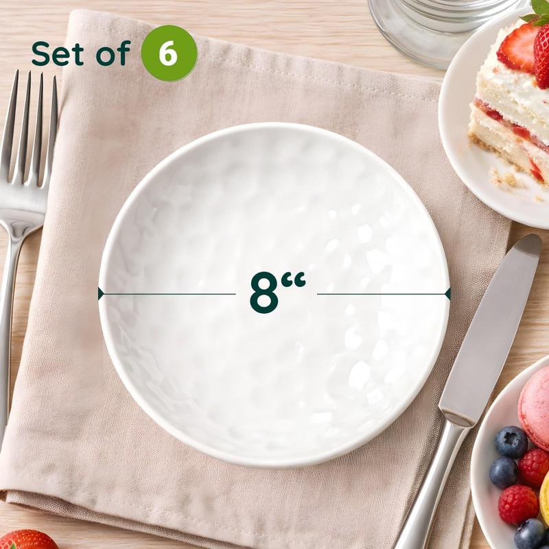 HOMBENE Dessert Pasta 8 Inches Set for 6, Sun-glitter Style,