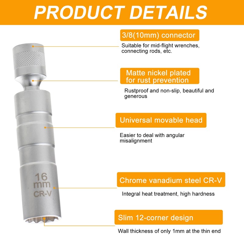 Thin Wall Spark Plug Socket, 2PCS Magnetic Spark Plug Socket,