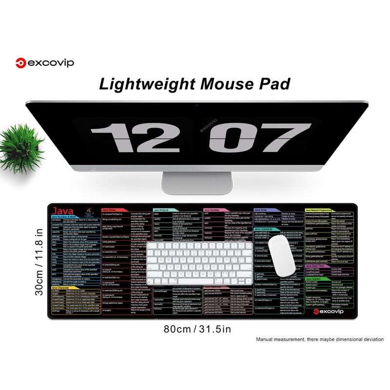 excovip Almohadilla para Mouse 80x30x0.2 cm con Base Antideslizante y