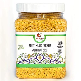 NY SPICE SHOP Split Mung Beans – 1.5 Pound Yellow Mung lentils – Split Mung Dal (without Skin) – Moong Dal Beans – Protein & Fiber Rich lentils - Best for Cooking & kitchari – Natural, Vegan, Non-GMO