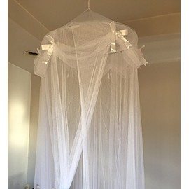 OctoRose ® Ribbon Bed Canopy Mosquito Net Bed, Dressing Room, Out Door Events (Ribbon-White)